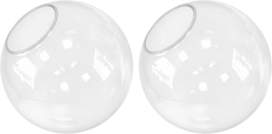 KoKo&Yukina 8 Inch 2 Pack Clear Glass Globes Shade Replacement Glass Shades - 3.35" Fitter Opening - Lighting Fixture Replacement