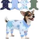 Glittme 4 Pack Dog Pajamas for Small Dogs Girl Boy, Soft Stretchy Puppy Onesies Jumpsuit, Breathable Pet Pjs Clothes for Sleeping & Anti-Shedding, Cute Doggy Apparel Vest, XS