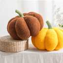 Pumpkin Pillows 3D Fall Pumpkin Throw Pillows Decor Cute Fall Bedroom Decor for Thanksgiving Halloween Christmas Winter Home Sofa Supplies (Yellow+Brown)