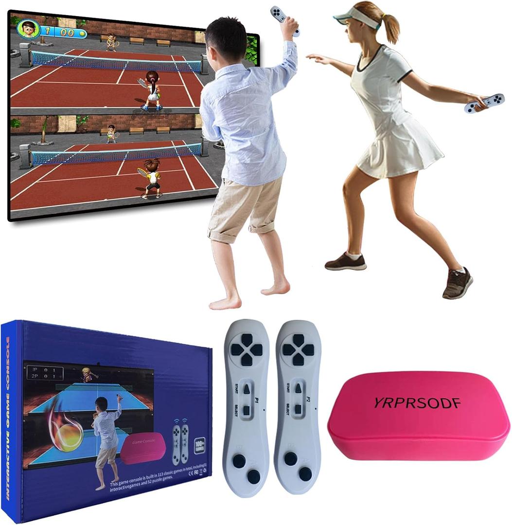 TV Game Console Built in 100+ Gam ES, Video Game Machine with 2.4G Wireless Gamepad Somatosensory Control, USB Plug and Play, Kid & Adult Interactive& Puzzle Games,Grey