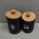 Dog Treat Container Set of 2, Dog treat jar with Airtight Lid, Small dog food container, Dog Cookie Jar for kitchen Counter, Treats Canister, Pet Treat Container 8.3x4.9 & 7.1x4.3 (Black)