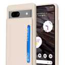 iCoverCase Compatible with Google Pixel 7a Case with Card Holder, Wallet Phone Case for Women Men [RFID Blocking] PU Leather Protective Wallet Case for Pixel 7a (Beige)