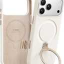 TORRAS Q3 Silicone 360 Spin for iPhone 17 Pro Case with Stand, Fit for MagSafe, Magnetic Ring Kickstand with Camera Control, Liquid Silicone Rubber Soft Phone Case for iPhone 17 Pro 6.3'', Light Ivory