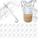 36 Pcs Wedding Favors for Guest Umbrella Gifts Bulk 52 Inch Large Dome Rain Windproof Stick Umbrellas with Thank You Tags and Rope Guest Souvenirs for Wedding Party Bridal Favors (Silver)