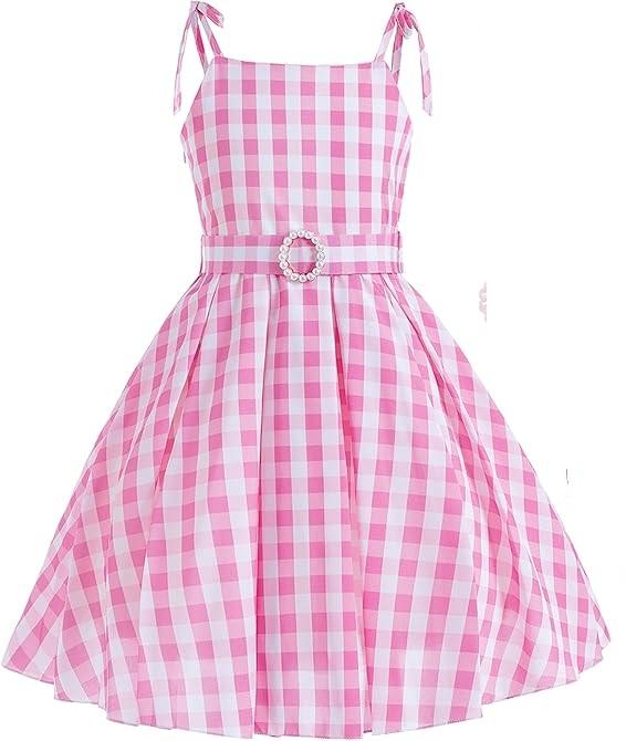 Princess Costumes Novelty Movie Cosplay Plaid Slip Dress Kids Birthday Party Fancy 9-10 Years(B-150)