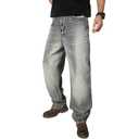 OIIIO Men's Wide Leg Baggy Casual Jean (28, 9103 Vintage) (Gray)