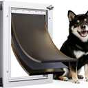 Dog Door for Door All Aluminum Alloy 3 Flaps White, Medium Doggy Doggie Door, Cat Door Heavy Duty Pet Door for Dogs, Insulation Flap and Lockable Closing Panel, Durable Rust Resistant, Pet Up to 45lb