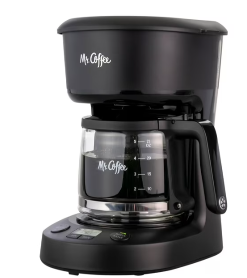 Mr. Coffee 5-Cup Programmable Coffee Maker, 25 oz. Mini Brew, Black