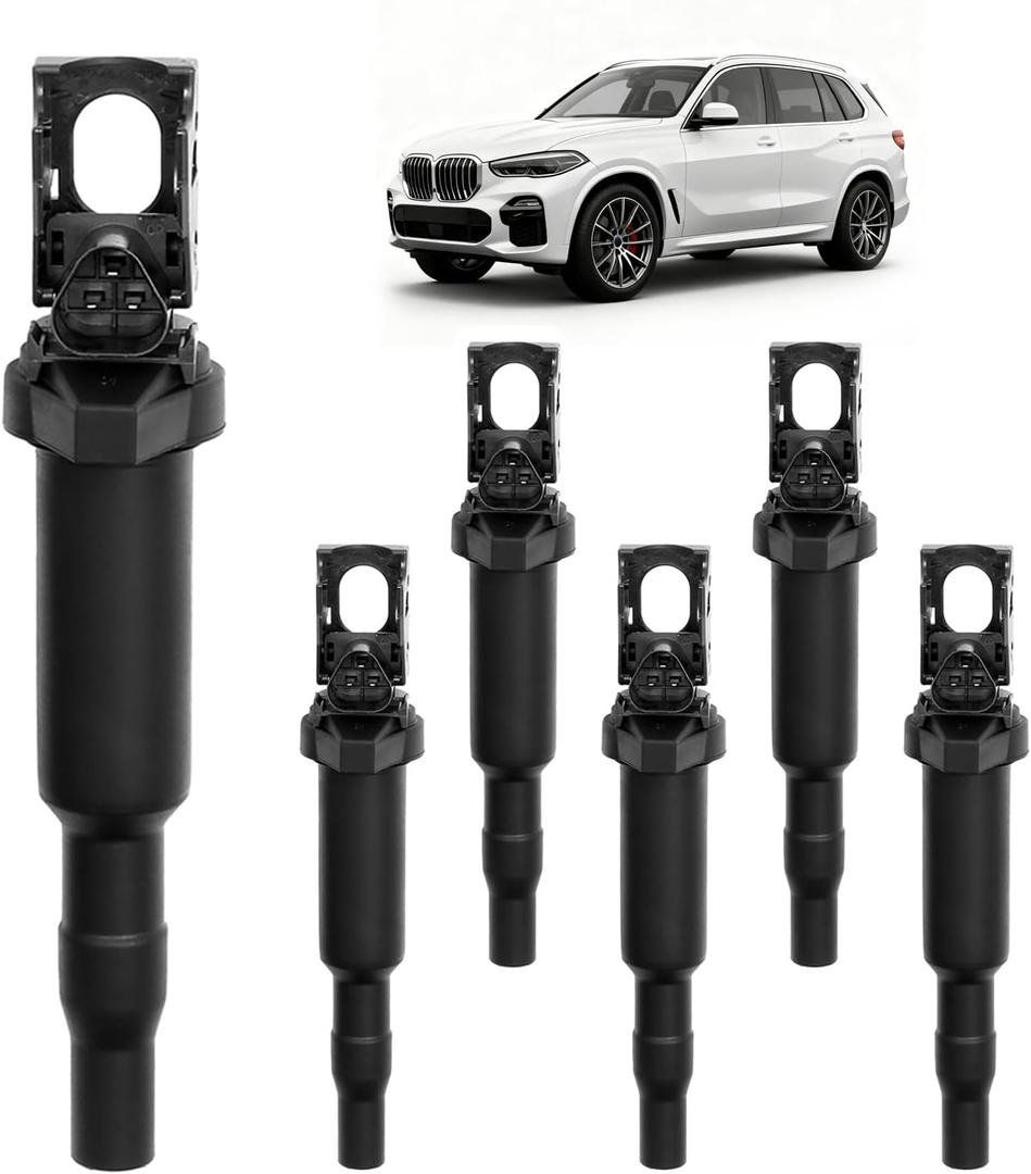 HQPASFY Ignition Coil Packs, Compatible with 2001-2017 BMW X3/X5/X6, 335i/325i//328i/320i/330i, 550i/650i/740li & More, Replaces# UF592, 0221504470 (6 Pcs)