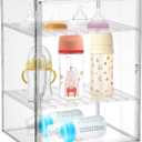 Baby Bottle Organizer 3-Tier Clear Acrylic Baby Bottle Storage Organizer for Countertop Cabinet Bottles Storage Station Case Box Container for Nipples Pump Parts Food Jars