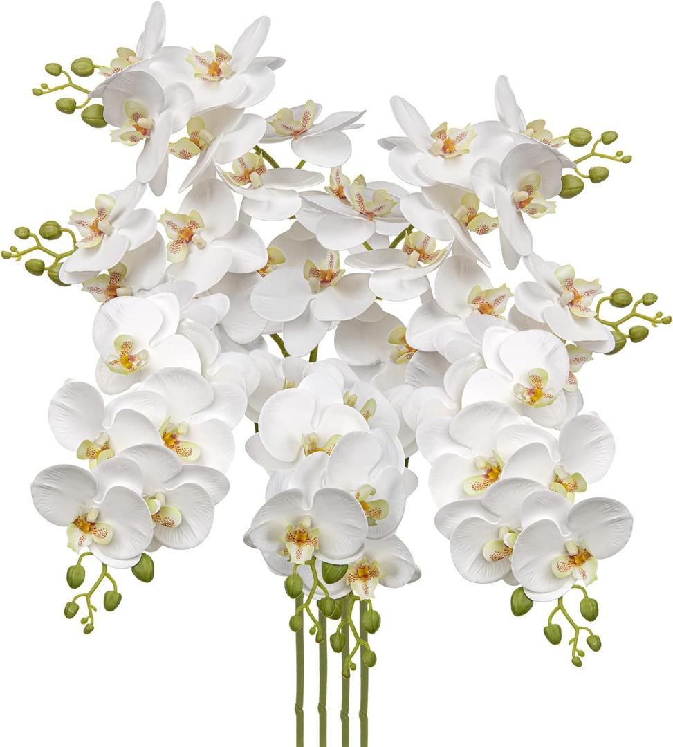 30 Inch White Orchids Artificial Flowers Real Touch Phalaenopsis Spray Artificial Orchid Stems with 12 Orchid Flowers Fake Phalaenopsis Tall Faux Flowers Arrangement for Home Decor Party Wedding Decor