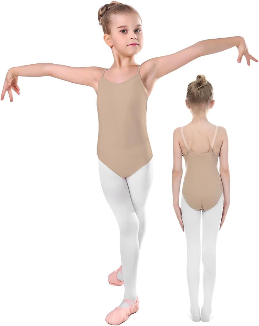 iMucci Professional Women and Girl Nude Leotard Seamless Camisole Undergarment with Transition Strap (S for 43-53"Height)