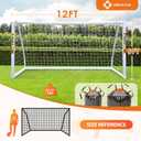 ORIENGEAR 12ft*6ft Soccer Goals for Backyard, Portable PVC Soccer Goal with 68mm Frame, PE Net, Carry Bag, Ground Stakes, Tool-Free Setup for Kids, Youth, Adults, Park, School and Shooting Drills