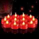 5plots Flameless Candles, 50Pcs Tea Lights Candles Battery Operated, Flameless Tealight Candles, Electric Tea Lights Votive Candles - Red - 1.5" x 1.25"- No Flicker