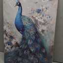 CXHOSTENT Elegance Canvas Wall Art - Blue Peacock and White Floral Picture (16L x 24W)