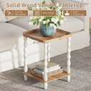 karlott End Table, 2-Tier Farmhouse Side Table, 18.9'' Handcrafted Weathered Wooden Nightstand, Pine Leg, Square Arc Small End Tables for Living Room, Small Space, Bedroom, Boho, Easy Assembly, Beige, Square Arc 2 Tier Table