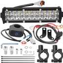 Led Light Bar Motorcycle Headlight Kit Small LED Light Bar for KLX110 YFZ450 CRF110 YZ250F CRF250F TTR110 XR150L for Taotao Apollo Honda ATV 4 Wheeler Dirt Bike Motocross 60W fit 7/8" Handlebars