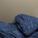 Whale Flotilla Queen Size Fuzzy Fleece Blanket for Bed, 90x90 Inch Fluffy Warm Soft Jacquard Blankets for All Season, Lightweight and Cozy, Navy Blue