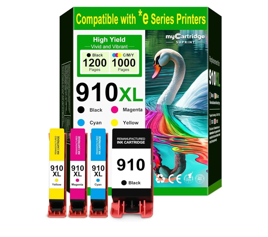 910XL Ink Cartridges for HP Printers Replacement for HP 910 Ink HP 910XL Ink Cartridges Combo Pack for HP 910 Work with OfficeJet Pro 8015e 8025e 8020e 8015 8020 8028e 8035e 8010e Printer(4 Pack)