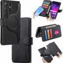 Wallet Case for Samsung Galaxy S25 Ultra, PU Leather Detachable Magnetic Folio with Card Slots RFID Blocking Kickstand Protective Flip Cover Women Men for Galaxy S25 Ultra - CXMG Black