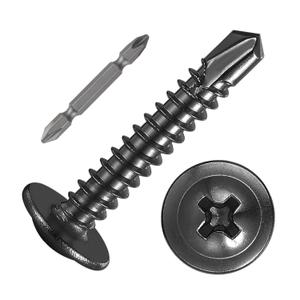 Wensilon (200Pcs)#81 for Sheet Metal Self-Tapping Screws 410 Black Stainless Steel Truss Head High-Strength Quick Tapping (#8X1")