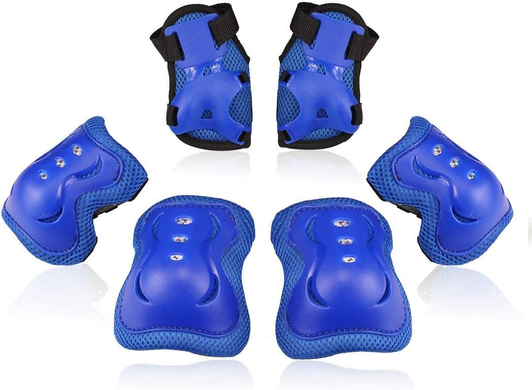 Kids/Youth Knee Pad Elbow Pads Guards Protective Gear Set for Roller Skates Cycling BMX Bike Skateboard Inline Skatings Scooter Riding Sports (BLUE, Medium(9-15 years))