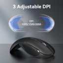 TECKNET Folding Wireless Mouse, 2.4G Travel Mouse Portable 3 Adjustable DPI 2000/1500/1000 Compatible with Notebook, PC, Computer