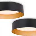 Bargeni Flush Mount Ceiling Lights,12.5 inch Ceiling Light Fixture,3000K/18W, Matte Black with Champagne Gold Inside Finish,Flush Mount Light Fixture for Balcony,Outdoor,Kitchen,ETL Listed-2 Pack