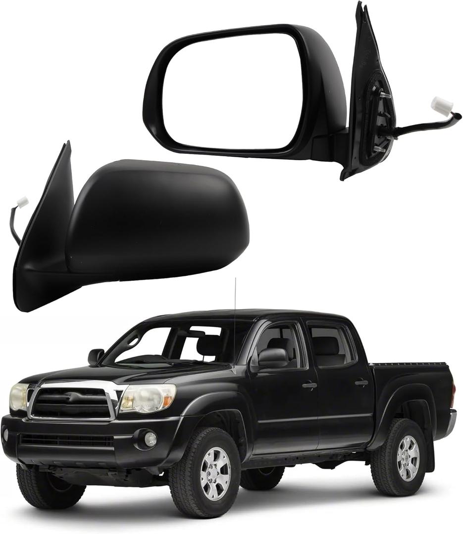 Dasbecan Driver Side Mirror Compatible With 2005-2011 Toyota tacoma Left Mirror With Manual Folding/Power Glass Replaces# TO1320256 Matte Black (3pins)