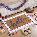 Dunzy 2 Pcs Patriotic 250th Anniversary Doormat Imitation Coir 4th of July Memorial Day Welcome Mat USA Independence Day Front Door Mat Nonslip Red White Blue Outdoor Indoor Rug Decor(Hello)