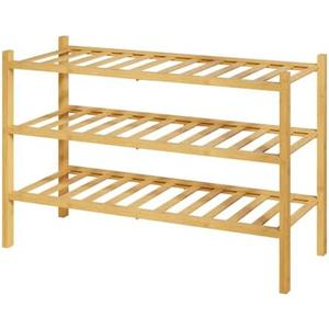 Kitsure Bamboo Wooden Shoe Rack for Closet - Stackable Shoe Organizer with Modular Structure, Space-Saving Shoe Shelf for Entryway, Living Room, Bedroom, 26.8" x 11" x 18.9", Natural