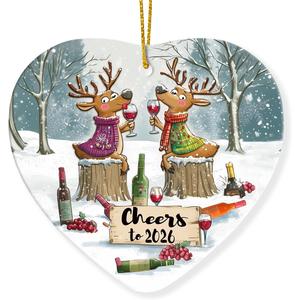 New Year Ornaments - Funny Xmas Gifts for Friends Coworkers Neighbors Family, Unique Ornament Exchange Ideas, Happy New Year 2026 Ceramic Ornaments for Christmas Tree Decorations