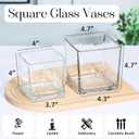 KEYWING 6 Pack Square Glass Vase 5" x 5" x 5", Clear Flower Vases for Centerpieces, Square Flower Vase Candle Holder for Wedding, Party, Home Office Decoration