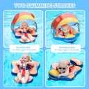 Mambobaby Baby Pool Float with Canopy, Non-Inflatable Infant Swim Float with Safe Seat and Tail Support for 3-24 Months, UPF 50+ Sun Protection, 19.6 x 22.8"