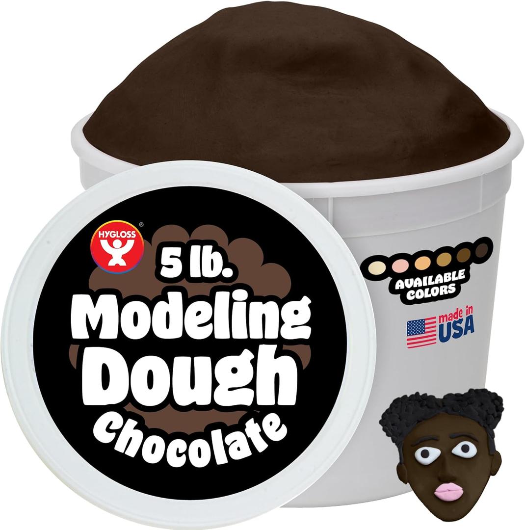 Hygloss Play Modeling Dough for Kids  Multicultural Skin Tones  Safe & Non-Toxic Sensory Dough for Arts & Crafts  Play Clay for Toddler Activities, Preschool Classroom Must-Haves (5 lb, Chocolate)