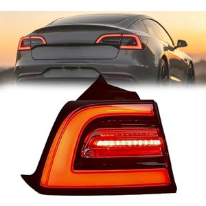 1077397 3Pin Left Tail Light Assembly Fit for Tesla Model 3 2017 2018 2019 2020, Rear Driver Side Brake Outer LED Tail Lamp #1077397-00-G 1077397-00-H 1077397-00-F