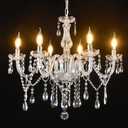 Vlaikz 6 Light Wedding Decoration Crystal Chandelier Candle Crystal Pendant Light Transparent K9 Crystal Lamp Modern Luxury Ceiling Living Room Bedroom Princess Room Hallway Lighting (Sliver)