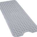 FLMHT Bath mat Non-Slip, Longer Bathtub mats, Shower mat, Innovative 310 Bubble Massage Suction Cups, Machine Washable, 40 x 16 inches, (Grey)