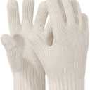 Heat Resistant Gloves Oven Gloves Heat Resistant with Fingers Kitchen Mitts Pot Holders Cotton Mitts Kitchen Double Oven Holders with Fingers White 1 Pair