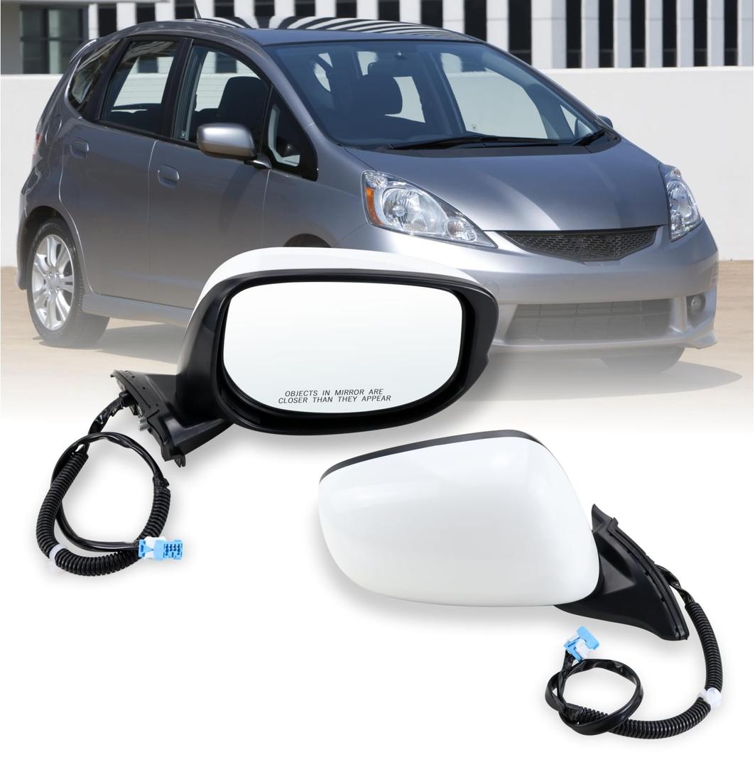 Right Passenger Side Mirror compatible with 2009 2010 2011 2012 2013 2014 Honda fit with Manual Folding power glass Non-Heated can be DIY Paintable Replace# 76208-TK6-305, 76208TK6305(3 Pins)