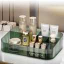 Makeup Organizer with Drawers, Stackable Cosmetics Organizer, Large Make Up Organizer Storage Box, Ideal for Bathroom Countertop and Desk (1 x Tray, Green)