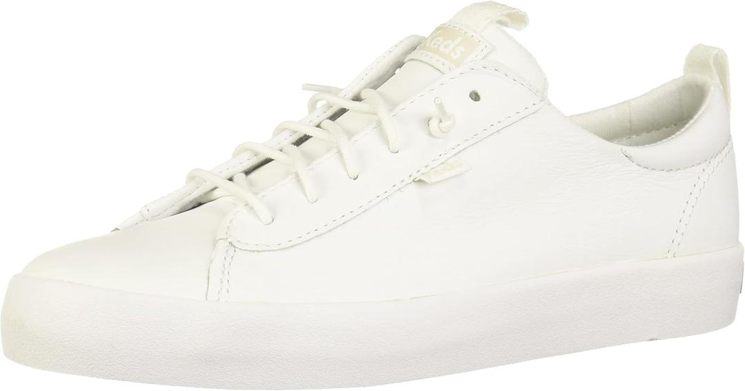 Keds Womens Kickback Canvas, White Leather, Size 7.5