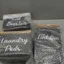 Dandat 4 Pcs Laundry Room Organization and Storage, Dryer Sheet Holder Laundry Pod Holder Scent Booster Container Magnetic Lint Bin with Scoop and Brush Wood Farmhouse Room Container(Black)