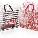 XiaosRen 2Pcs Extra Large Valentines Gift Bags with Tissue Paper and Card, 15.7" Valentine's Day Gift Bags Reusable Non-Woven Love Heart Valentines Bags with Handles (Red, Black)