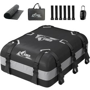 Car Rooftop Cargo Carrier Bag 20 Cubic Feet, 100% Waterproof Heavy Duty Car Roof Bag for All Vehicle with/Without Racks - Anti-Slip Mat, 6 Door Hooks, Storage Bags, 5CM Straps(Gray)