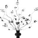 Halloween Black Artificial Branches 38.5 Inch 4 Pcs Realistic Ficus BranchesArtificial Stems Realistic Touch Flexible Branches Fake Plant, for Halloween Decor Tables Vases Garden Decoration