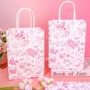 16 Pcs Floral Paper Gift Bags Pink White Flower Bird Party Favor Bag with Handle Chinoiserie Hydrangea Branches Goodie Candy Treat Bags for Wedding Birthday Anniversary Bridal Shower