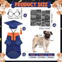 Huhumy 5 Pcs Dog Graduation Costume Set Include 2026 Pet Graduation Gown with Stole Puppy Grad Cap Lensless Glasses DIY Letter Stickers for Dogs Cats Holiday Costume Accessory(Blue Orange,M)
