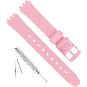 Replacement 12mm Waterproof Silicone Rubber Watch Strap Watch Band for Swatch (Pink)