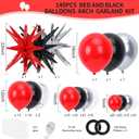RUBFAC Red and Black Balloon Garland Arch Kit, 2026 Graduation Party Decorations Balloons, 140pcs Red Black and Metallic Silver Confetti Star Latex Balloons for Birthday Wedding Party Decorations